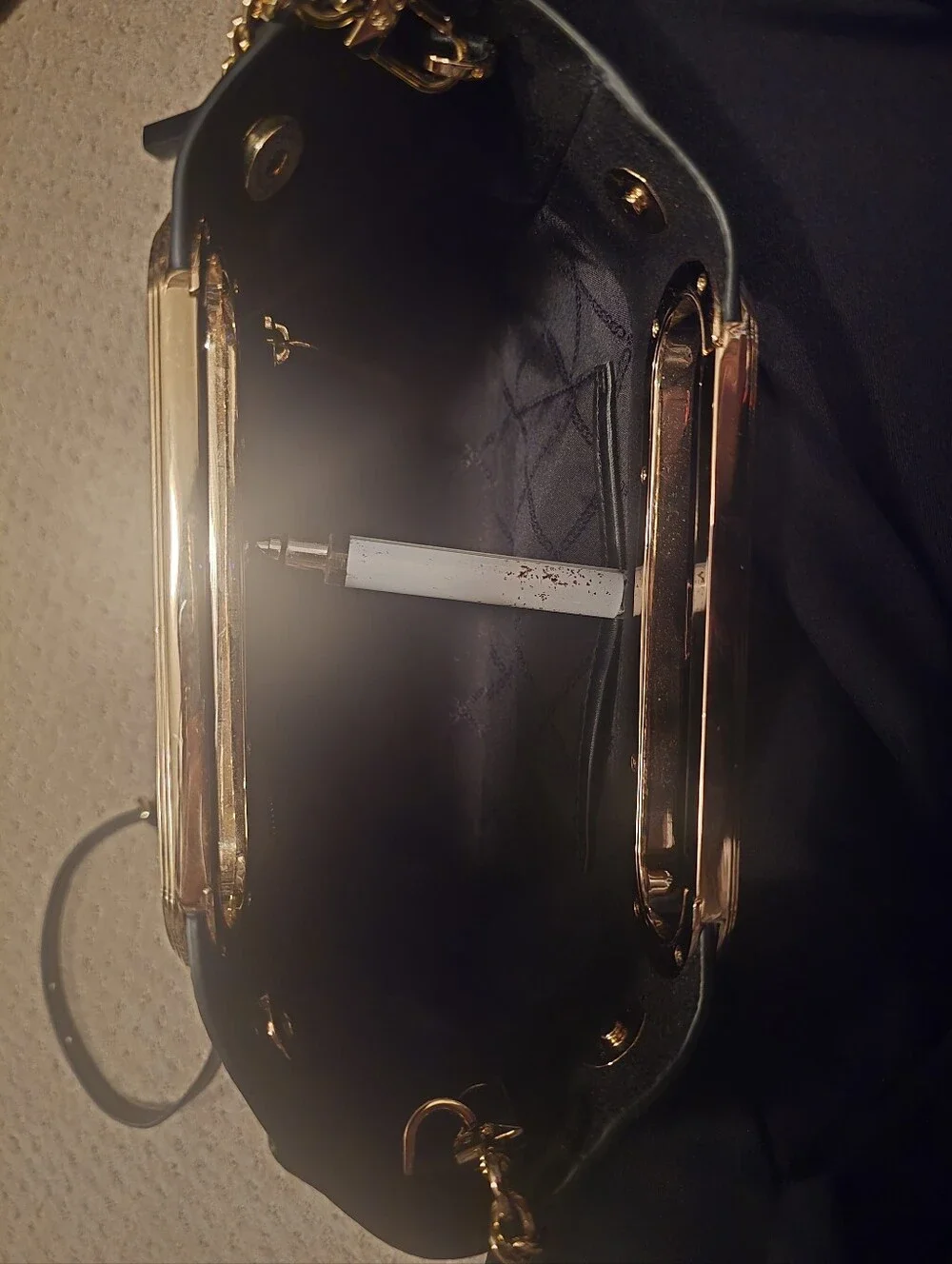Michael Kors Black Chelsea Clutch with Gold Accent Handle